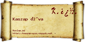Kaszap Éva névjegykártya