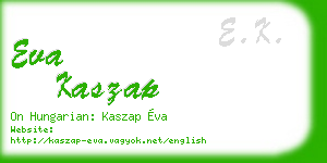 eva kaszap business card